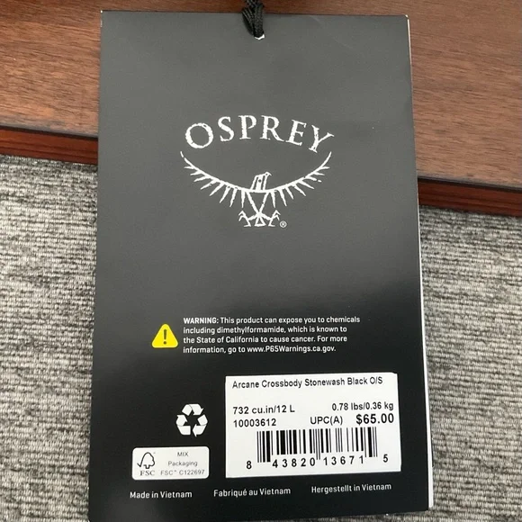 NWT Osprey Arcane 12L Tote Bag in Stonewash Black - Picture 12 of 12